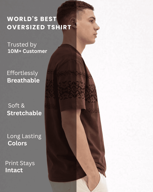 Noeiko Brown Patterned Oversized T-Shirt