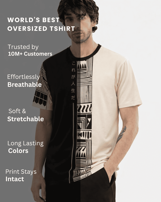 Noeiko Oversized Dual-Tone Graphic T-Shirt