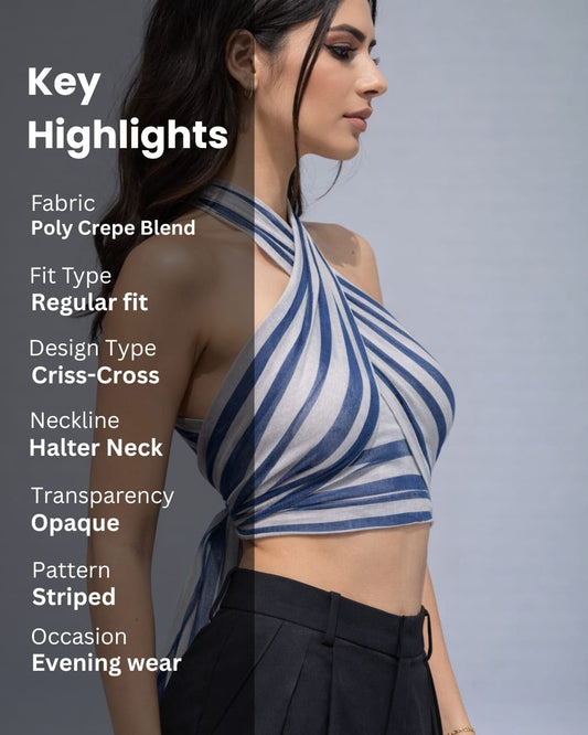 Noeiko Criss-Cross Halter Neck Crop Top