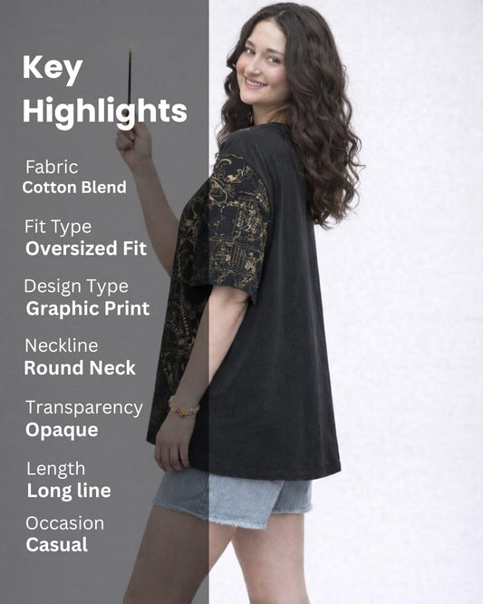 Noeiko Harry Potter–Themed Oversized Graphic T-Shirt