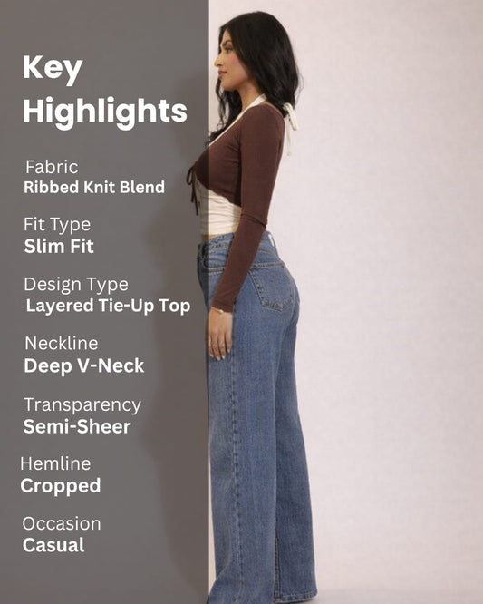 Noeiko Layered Tie-Up Crop Top