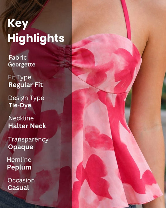 Noeiko Rose Whisper Halter Peplum Top