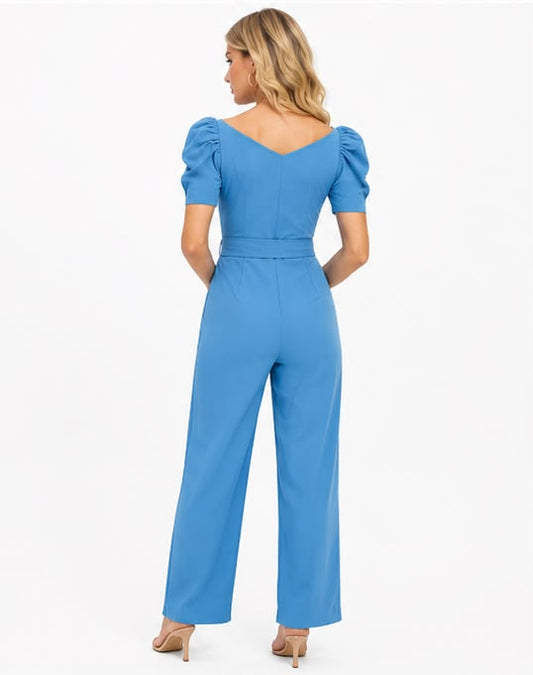 Noeiko Blue Belle Women's Puff Sleeve Jumpsuit