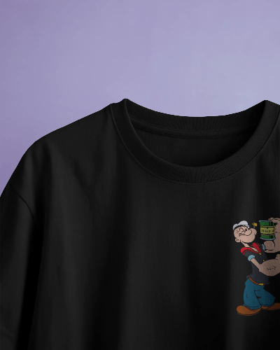 Noeiko - Black Popeye Power T-Shirt – 90s Strength Icon