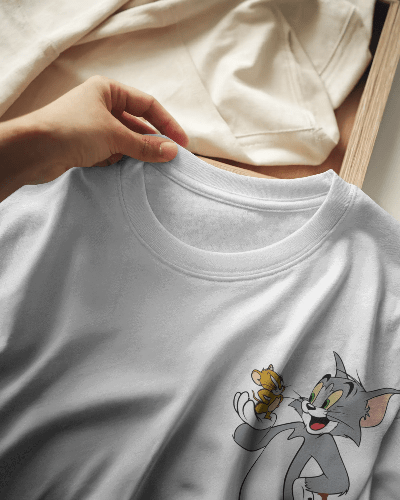 Noeiko - White Tom & Jerry Vintage Cartoon T-Shirt – Classic 90s Nostalgia Tee