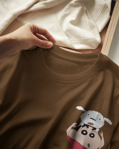 Noeiko - Shinchan & Shiro Bond Brown Tee - 90s Toon Vibes