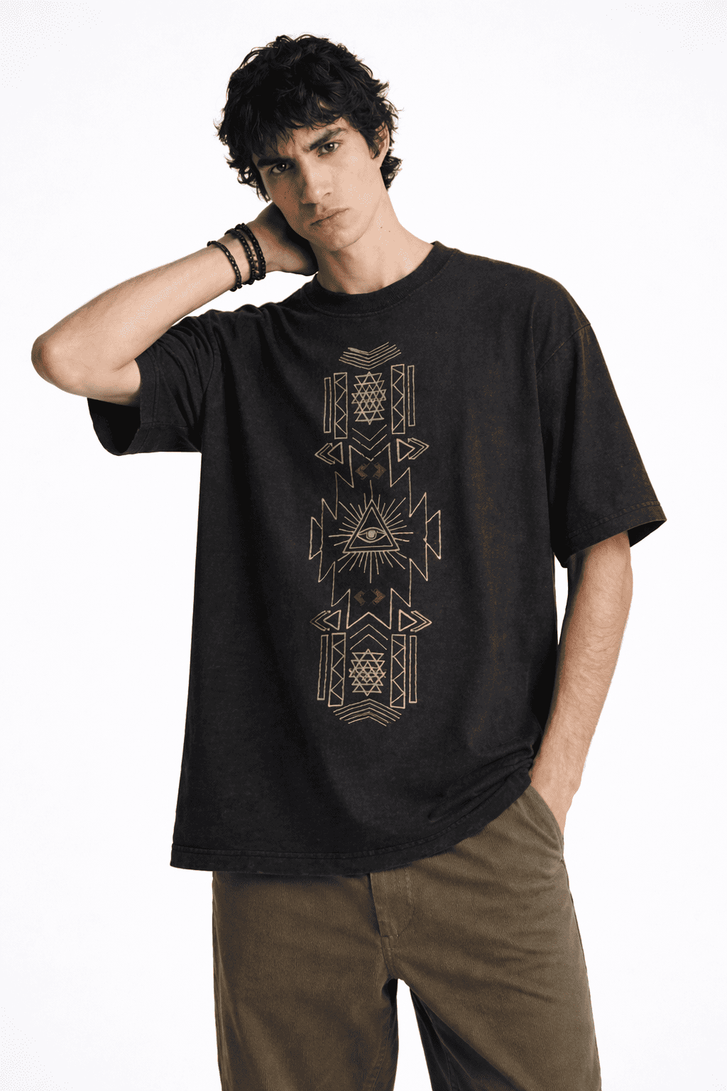 Noeiko Black Graphic Oversized T-Shirt