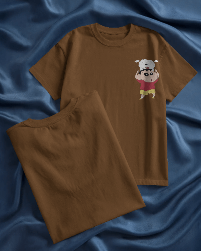 Noeiko - Shinchan & Shiro Bond Brown Tee - 90s Toon Vibes