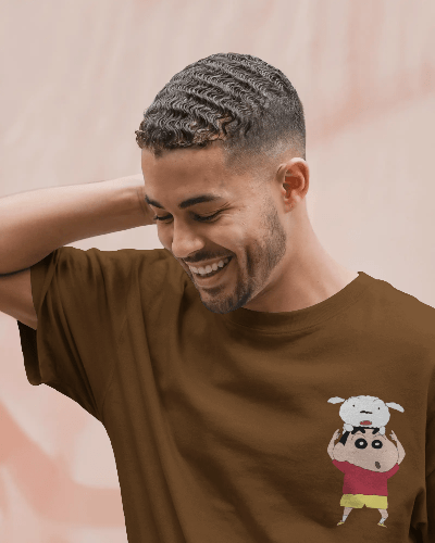 Noeiko - Shinchan & Shiro Bond Brown Tee - 90s Toon Vibes