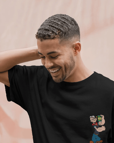 Noeiko - Black Popeye Power T-Shirt – 90s Strength Icon