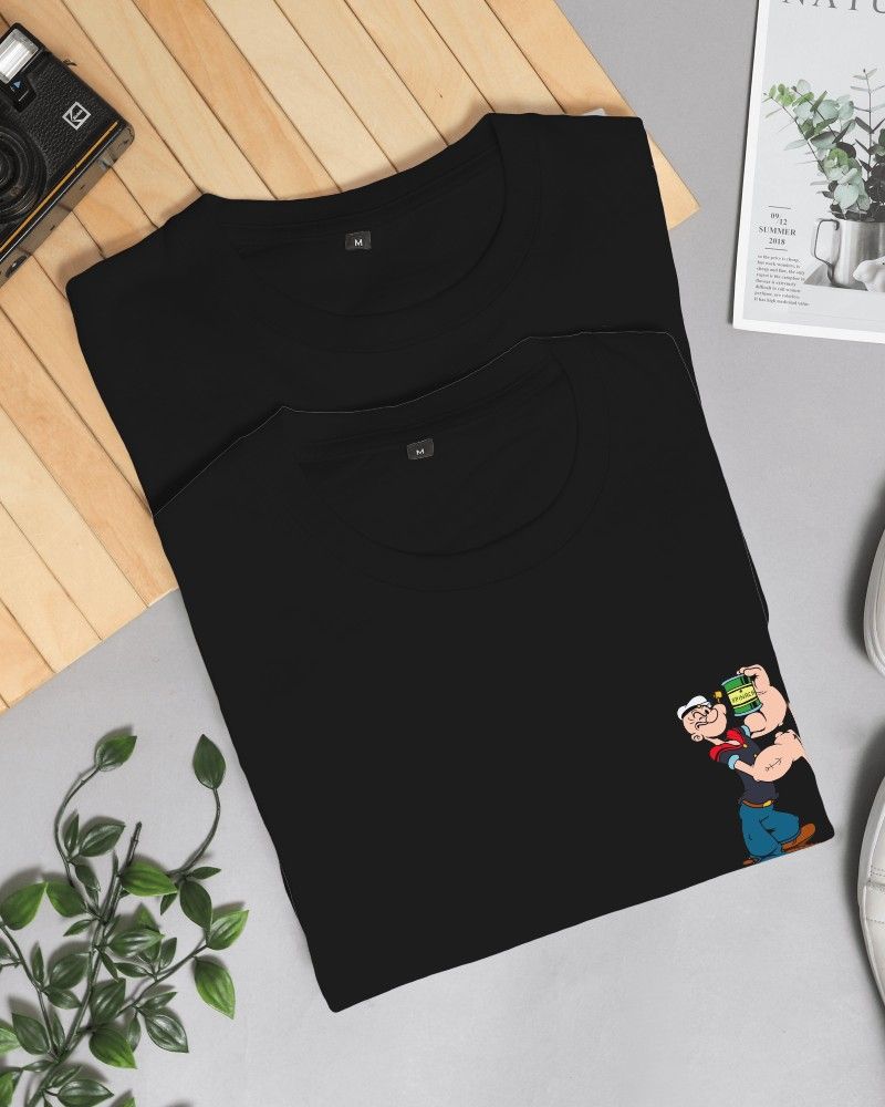 Noeiko - Black Popeye Power T-Shirt – 90s Strength Icon