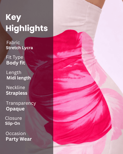 Noeiko Strapless Bodycon Midi Dress