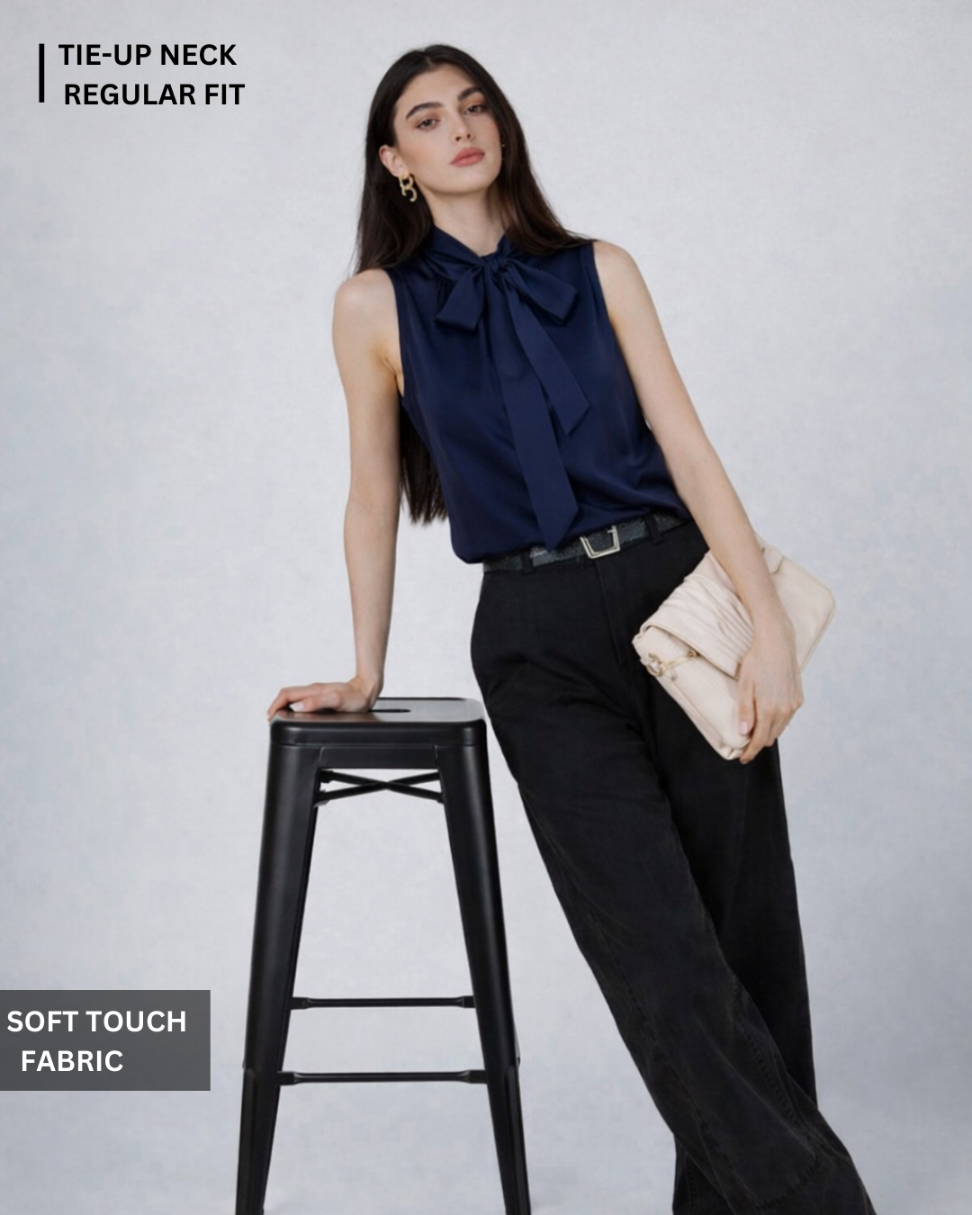 Noeiko Elegant Tie-Up Neck Sleeveless Top