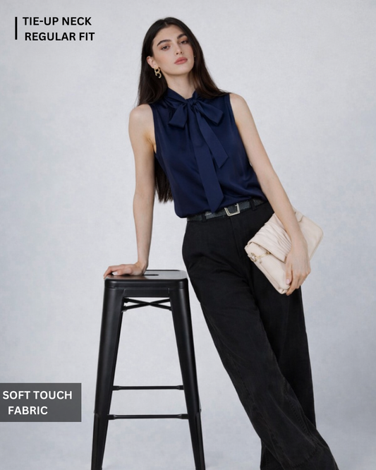 Noeiko Elegant Tie-Up Neck Sleeveless Top