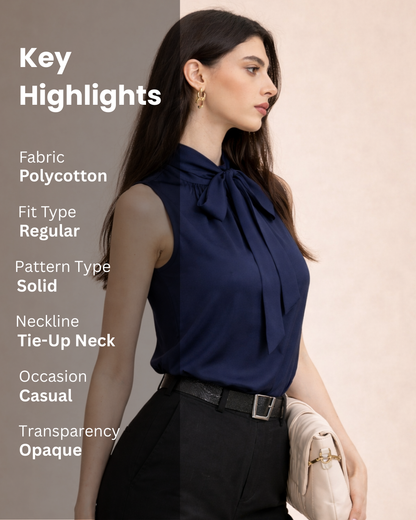 Noeiko Elegant Tie-Up Neck Sleeveless Top