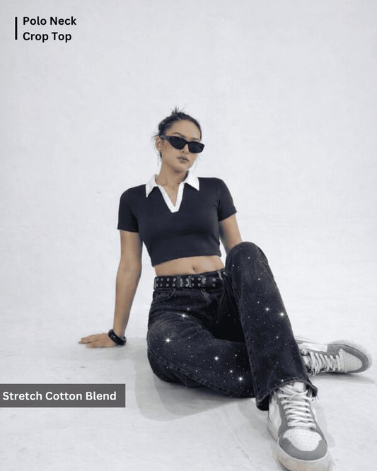 Noeiko Polo Collar Crop Top