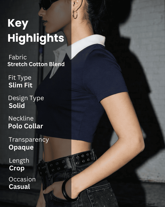 Noeiko Polo Collar Crop Top