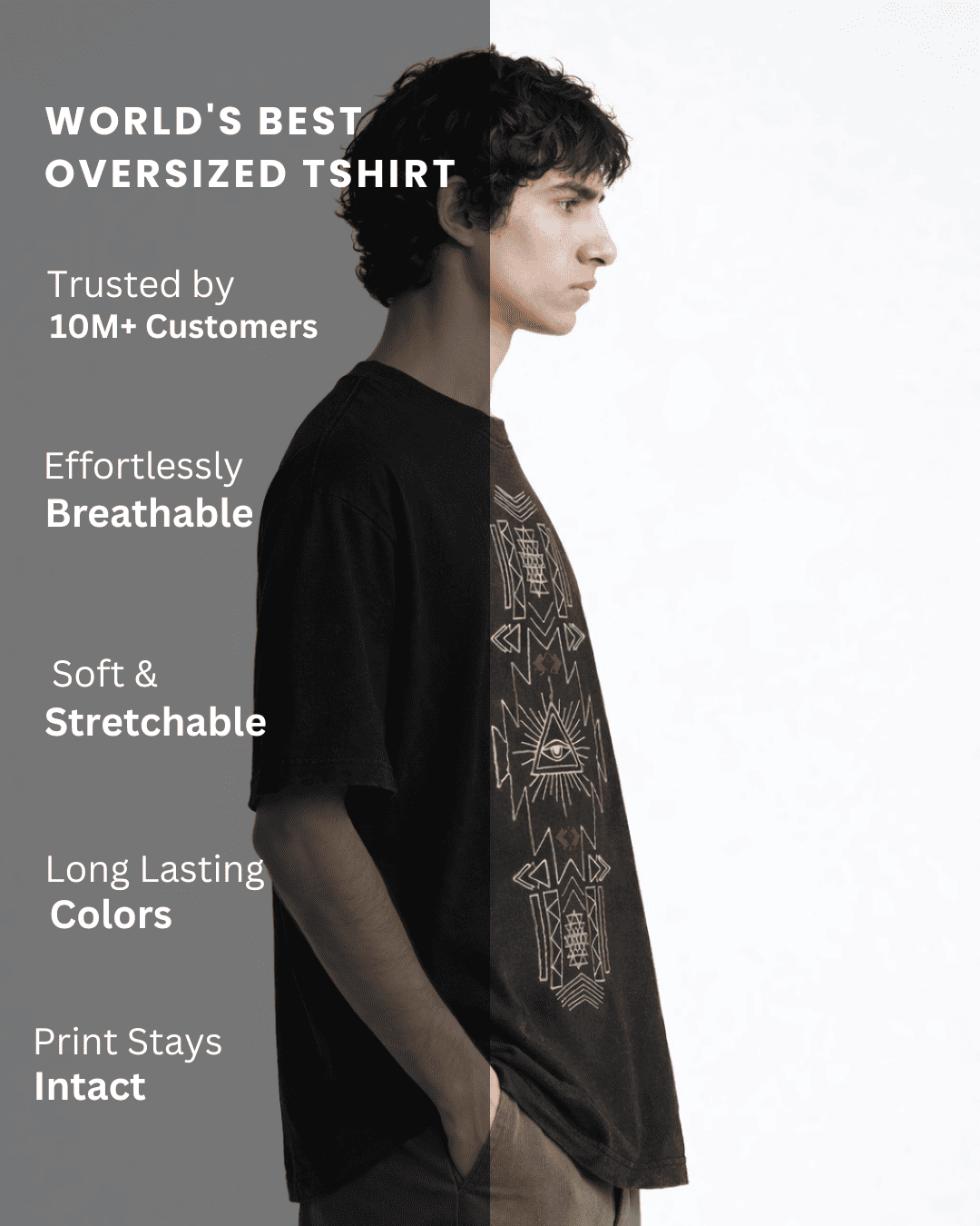 Noeiko Black Graphic Oversized T-Shirt