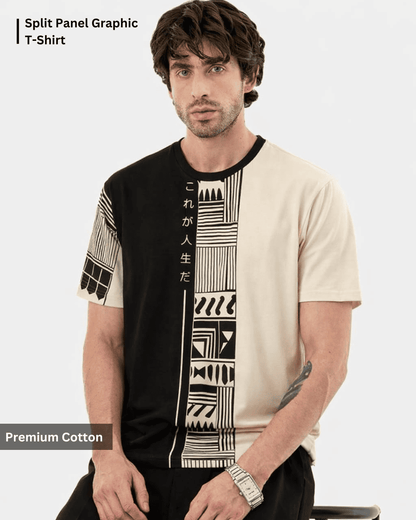 Noeiko Oversized Dual-Tone Graphic T-Shirt
