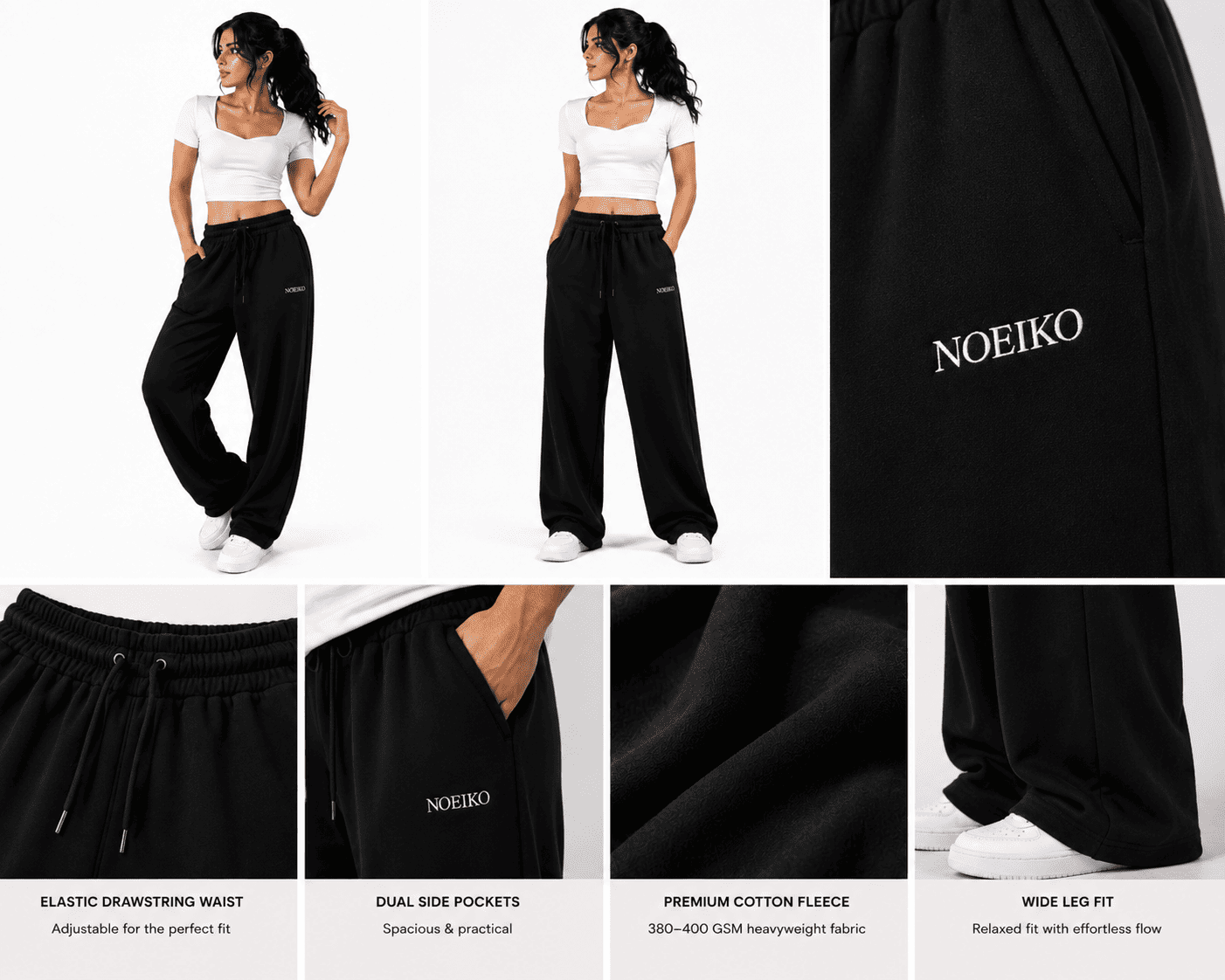 Noeiko – Noeiko Midnight Flow – Heavyweight Wide Leg Sweatpant Cotton Fleece Lowers