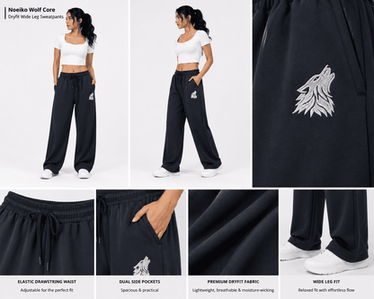 Noeiko – Wolf Motion Midnight Navy Wide Leg Sweatpant Premium DryFit Lowers