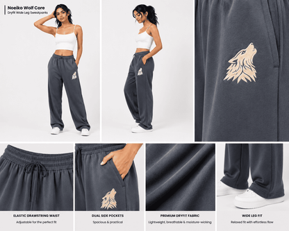 Noeiko – Wolf Motion Graphite Blue Wide Leg Sweatpant Premium DryFit Lowers