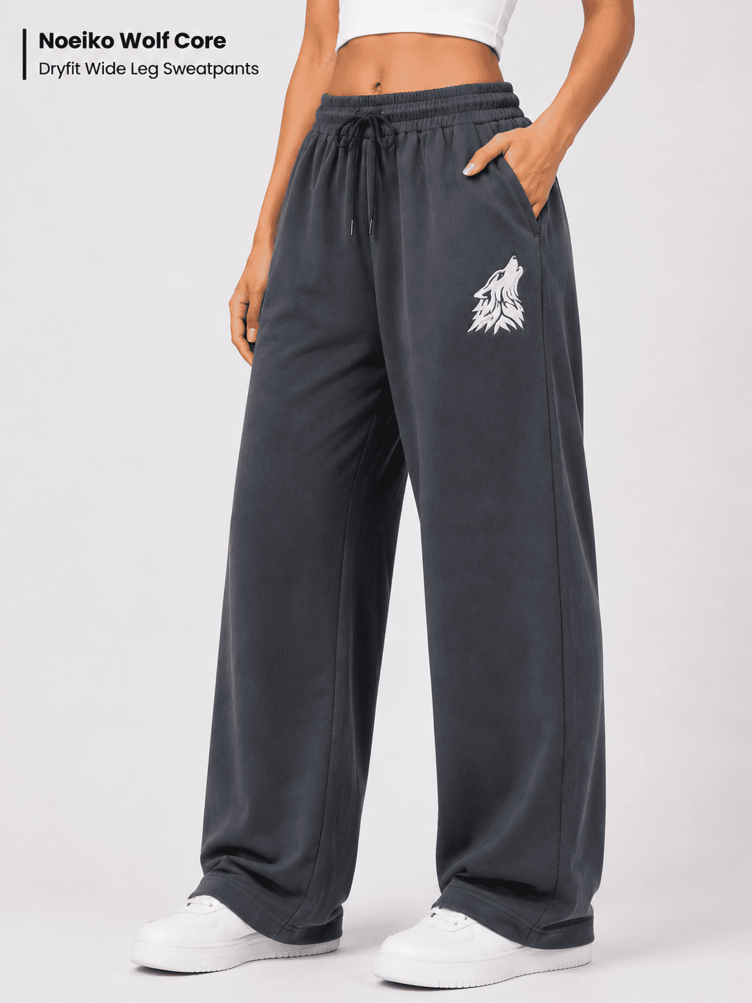 Noeiko – Wolf Motion Graphite Blue Wide Leg Sweatpant Premium DryFit Lowers