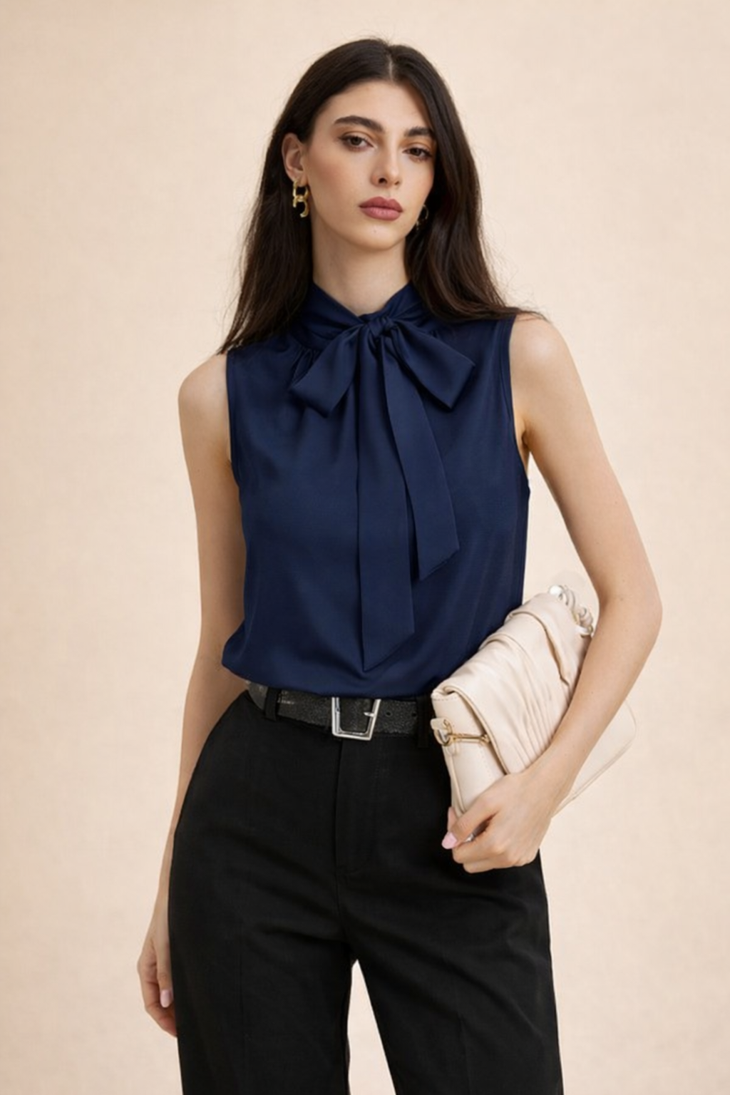 Noeiko Elegant Tie-Up Neck Sleeveless Top