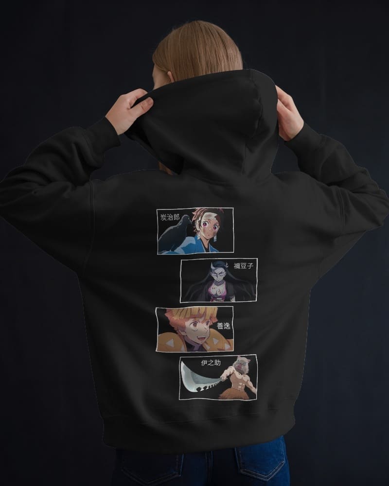 Noeiko – Demon Slayer Squad Panels (Tanjiro, Nezuko, Zenitsu & Inosuke) Limited Edition Anime Hoodie