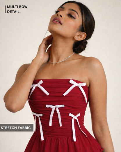 Noeiko Ruby Ribbons Strapless Peplum Top