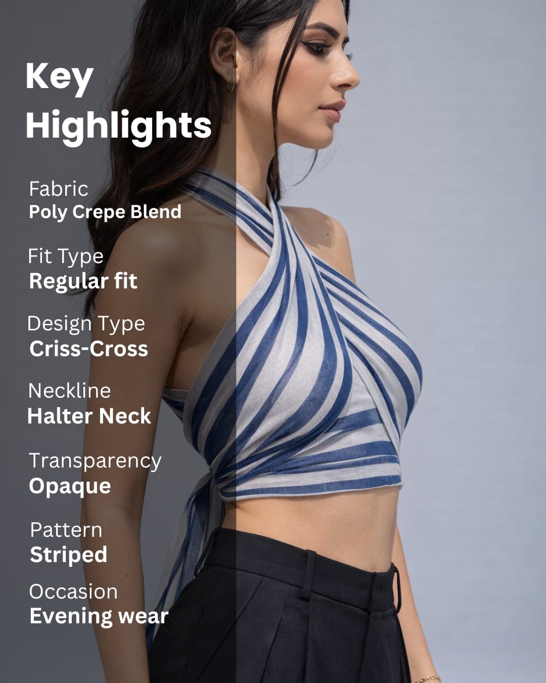 Noeiko Criss-Cross Halter Neck Crop Top