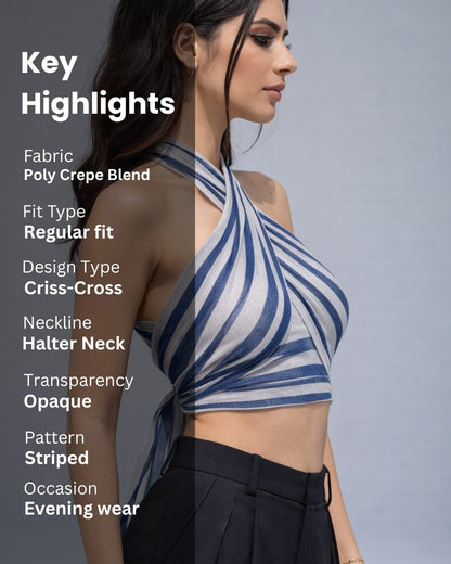 Noeiko Criss-Cross Halter Neck Crop Top