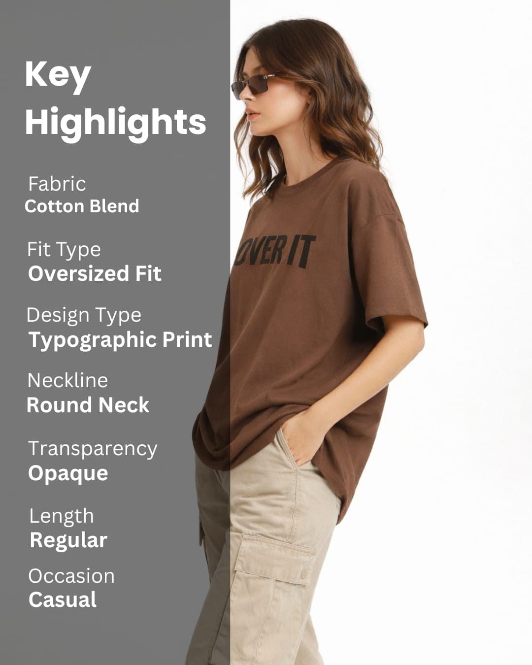 Noeiko Brown Attitude Oversized T-Shirt
