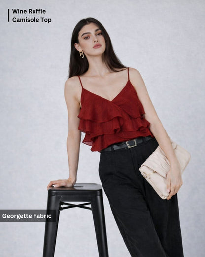 Noeiko V-Neck Peplum Georgette Top