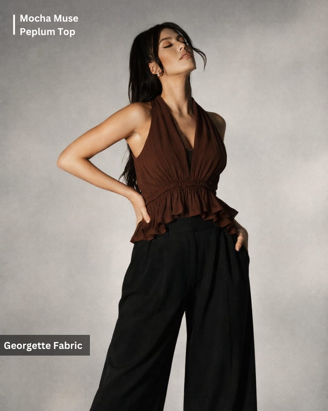 Noeiko Halter Neck Peplum Georgette Top