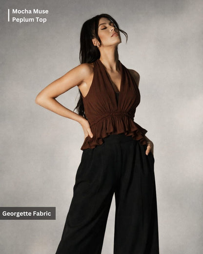 Noeiko Halter Neck Peplum Georgette Top