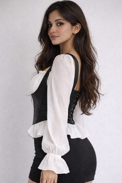 Noeiko Corset Style Peplum Top