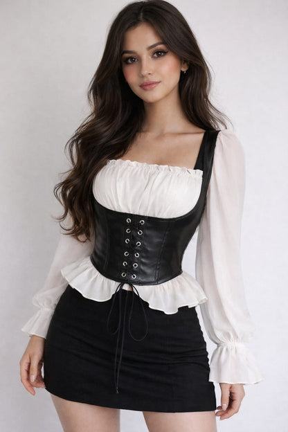 Noeiko Corset Style Peplum Top