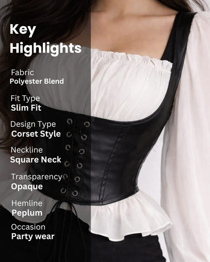 Noeiko Corset Style Peplum Top