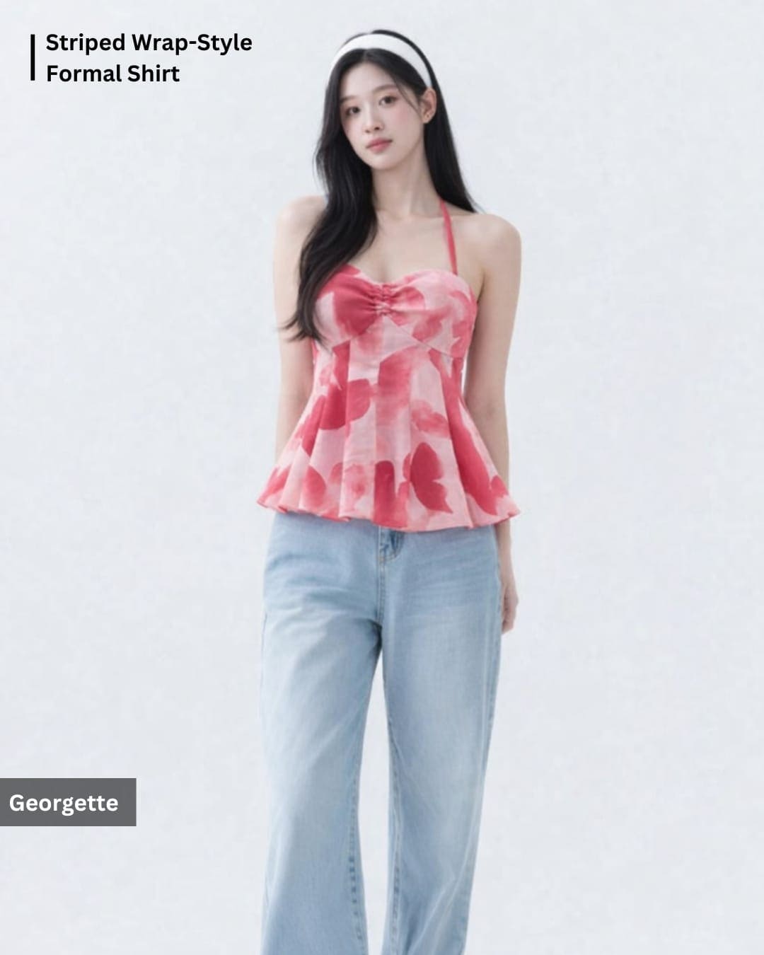 Noeiko Rose Whisper Halter Peplum Top