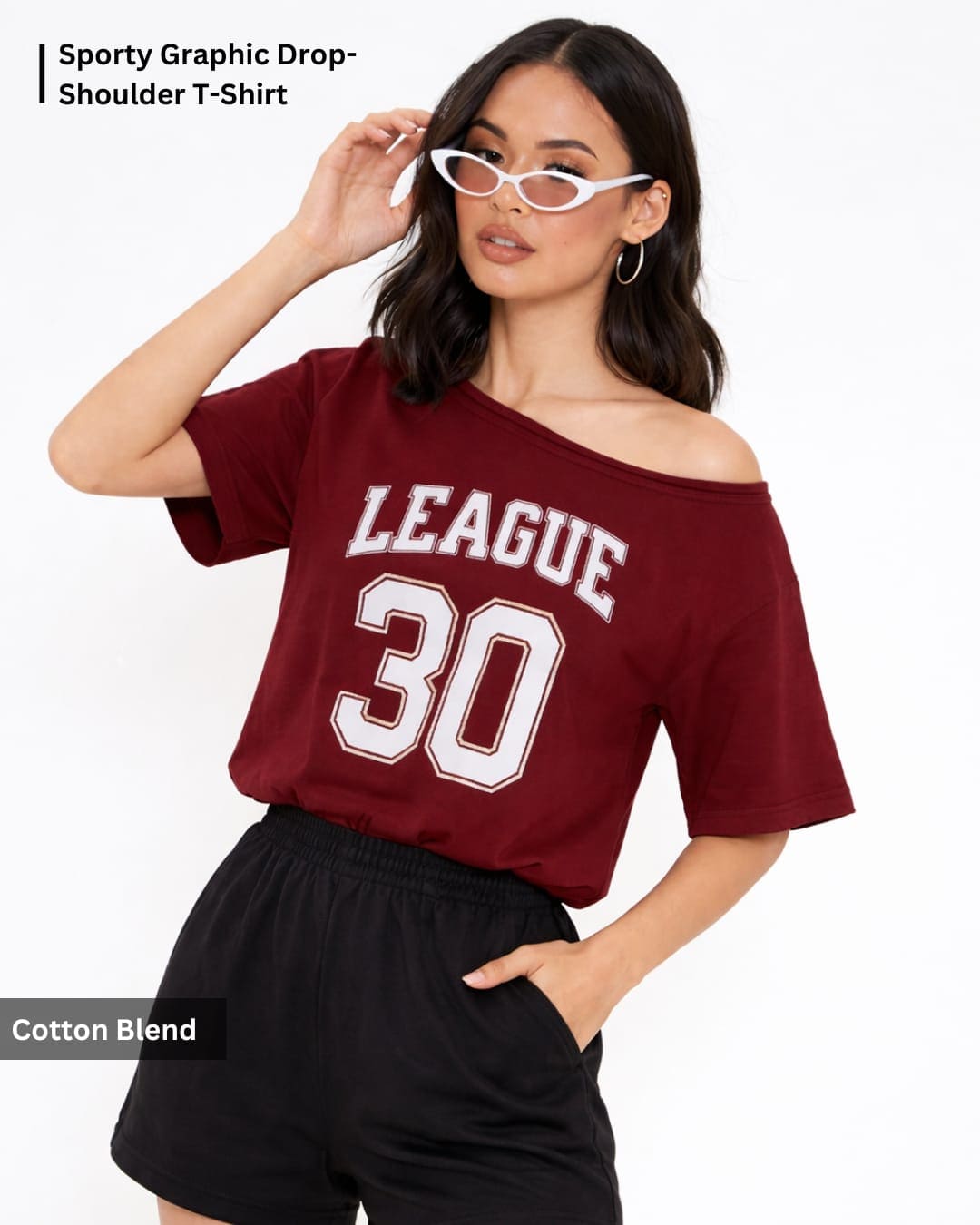Noeiko League 30 Off-Shoulder Graphic Cotton T-Shirt