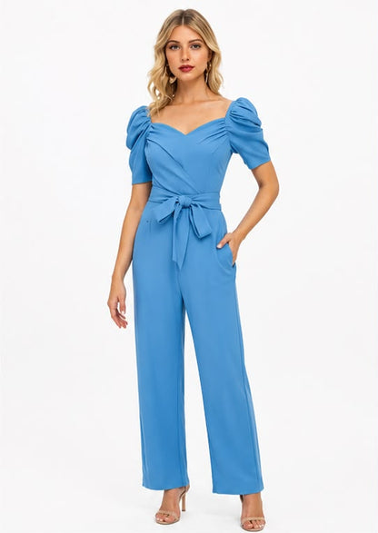 Noeiko Blue Belle Women's Puff Sleeve Jumpsuit