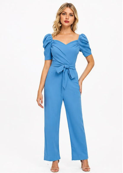 Noeiko Blue Belle Women's Puff Sleeve Jumpsuit