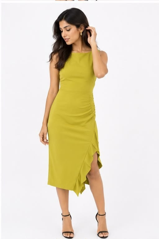 Noeiko Pistachio Kiss Ruched Midi Dress for Women