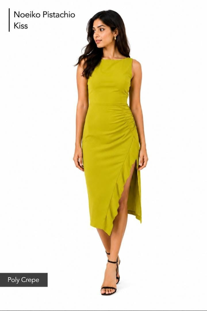 Noeiko Pistachio Kiss Ruched Midi Dress for Women