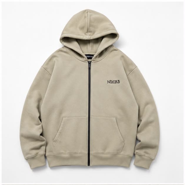 Noeiko Stone Drift – Premium Heavyweight Unisex Zipper Cotton Fleece Hoodie
