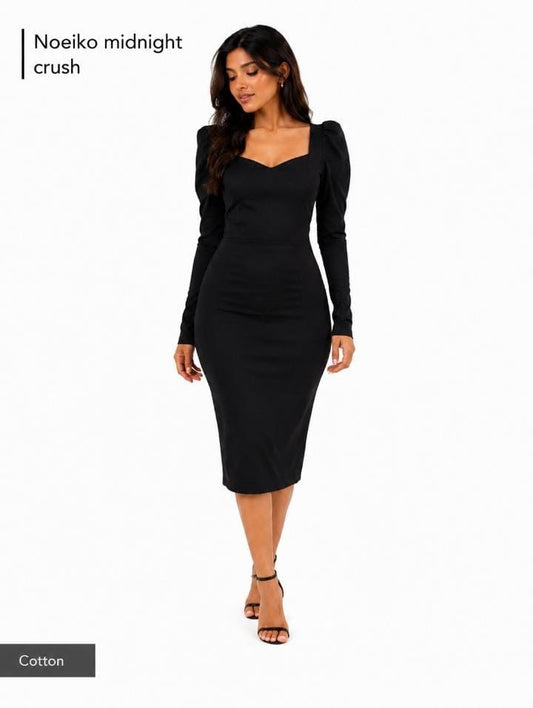 Noeiko Midnight Crush Black Midi Dress for Women