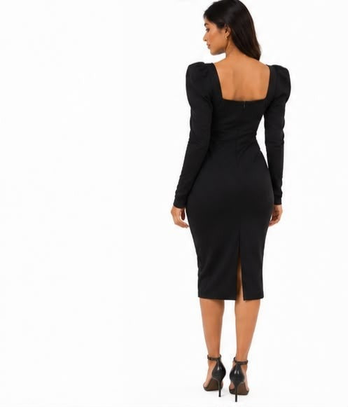 Noeiko Midnight Crush Black Midi Dress for Women
