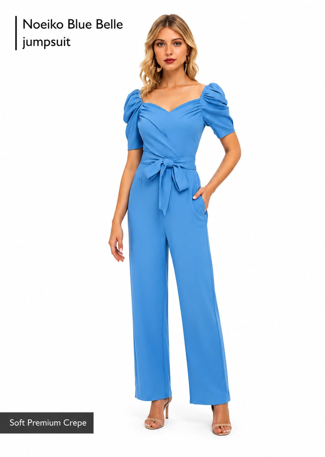 Noeiko Blue Belle Women's Puff Sleeve Jumpsuit
