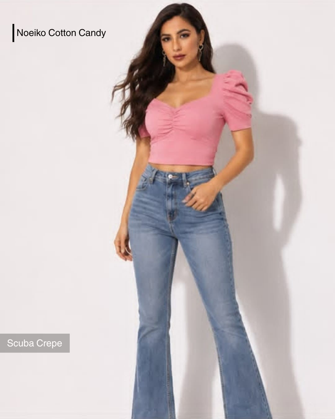 Noeiko Cotton Candy Women's Pink Puff Sleeve Crop Top